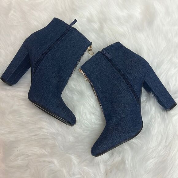 Repurposed LEVI Block Heel Denim Booties 8.5 BIN 16 - Picture 4 of 11